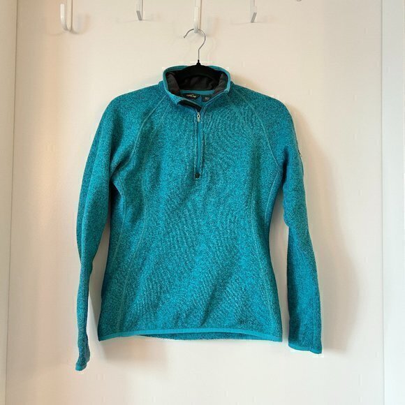 Eddie Bauer Women's Teal Knit Quarter Zip Sweater Pullover Size S - Picture 1 of 8